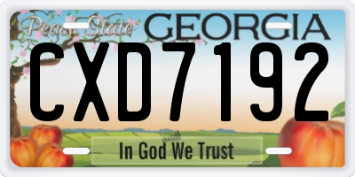 GA license plate CXD7192