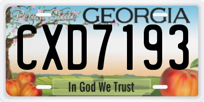 GA license plate CXD7193