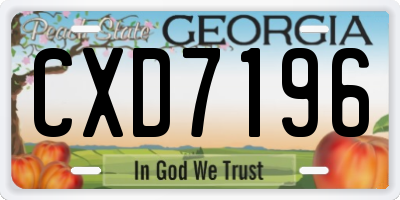 GA license plate CXD7196