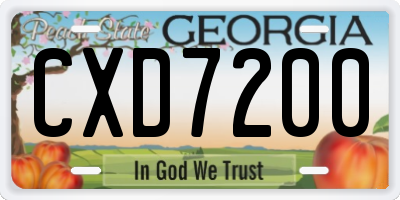 GA license plate CXD7200