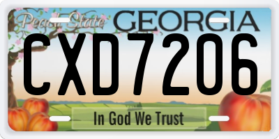 GA license plate CXD7206
