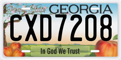GA license plate CXD7208