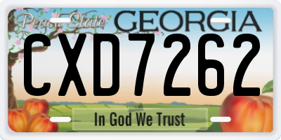 GA license plate CXD7262
