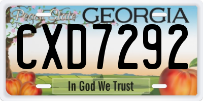 GA license plate CXD7292