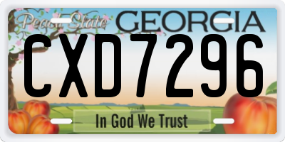 GA license plate CXD7296