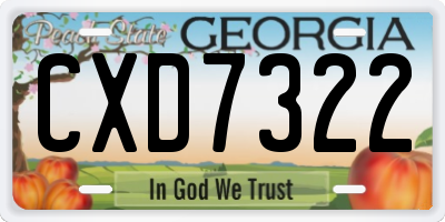 GA license plate CXD7322