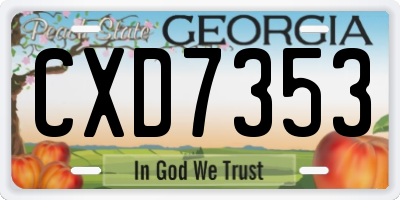 GA license plate CXD7353