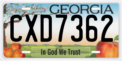 GA license plate CXD7362