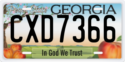 GA license plate CXD7366
