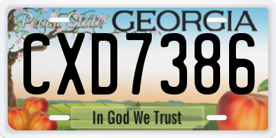 GA license plate CXD7386