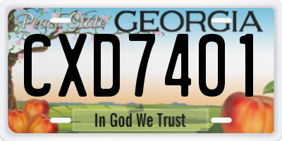 GA license plate CXD7401