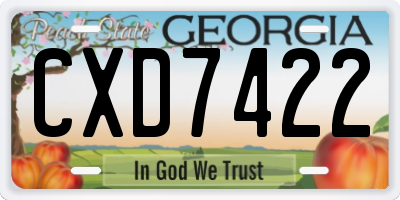GA license plate CXD7422