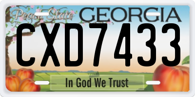 GA license plate CXD7433