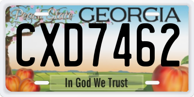 GA license plate CXD7462