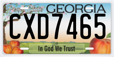GA license plate CXD7465