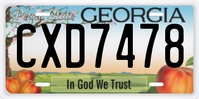 GA license plate CXD7478