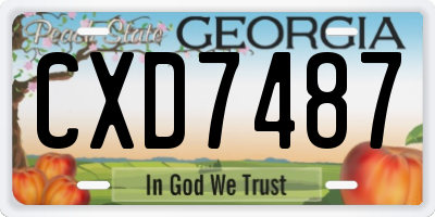 GA license plate CXD7487