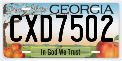 GA license plate CXD7502