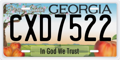 GA license plate CXD7522