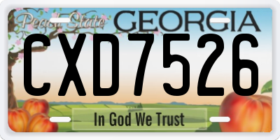 GA license plate CXD7526