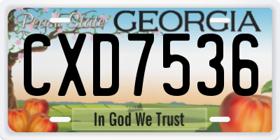 GA license plate CXD7536