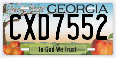 GA license plate CXD7552