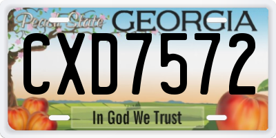 GA license plate CXD7572