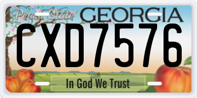 GA license plate CXD7576