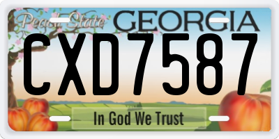 GA license plate CXD7587