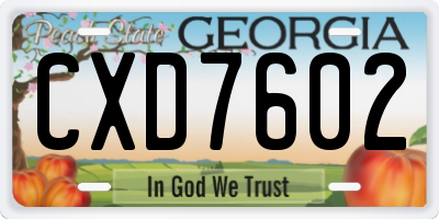 GA license plate CXD7602