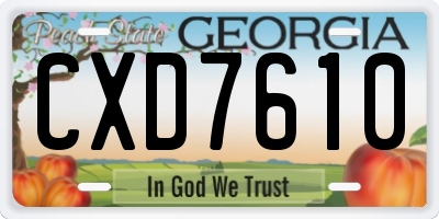 GA license plate CXD7610