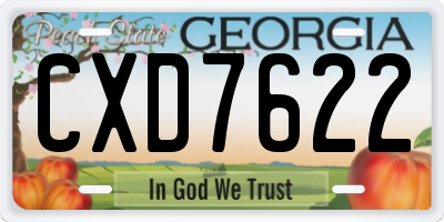 GA license plate CXD7622