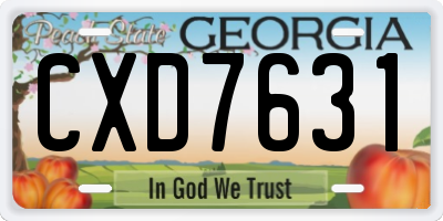 GA license plate CXD7631