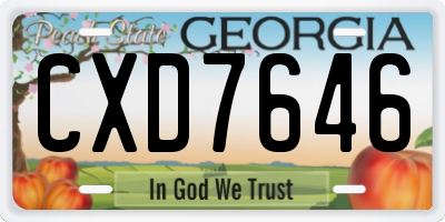 GA license plate CXD7646
