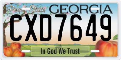 GA license plate CXD7649