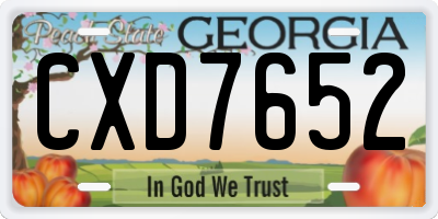 GA license plate CXD7652