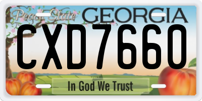GA license plate CXD7660