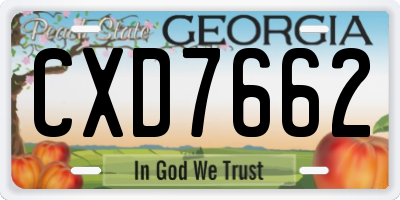 GA license plate CXD7662