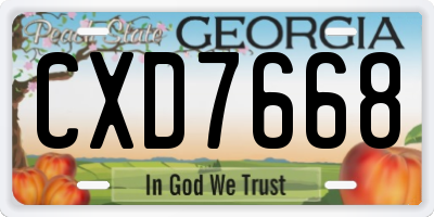 GA license plate CXD7668