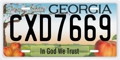 GA license plate CXD7669
