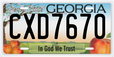 GA license plate CXD7670