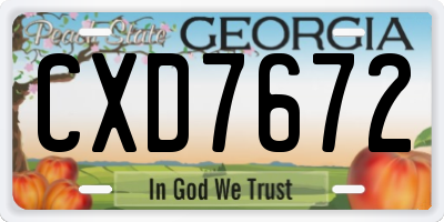 GA license plate CXD7672