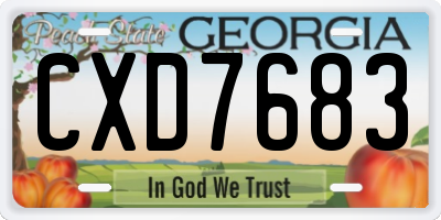 GA license plate CXD7683