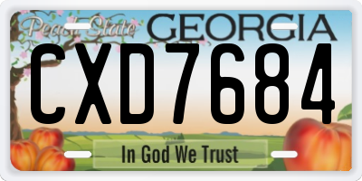 GA license plate CXD7684