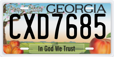 GA license plate CXD7685