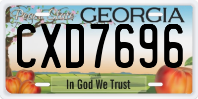 GA license plate CXD7696