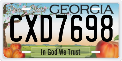 GA license plate CXD7698