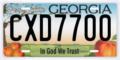 GA license plate CXD7700