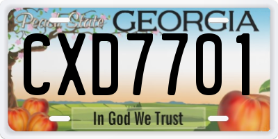 GA license plate CXD7701