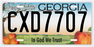 GA license plate CXD7707